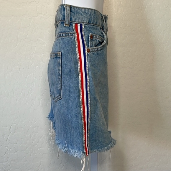 Topshop Denim Skirt with Stripe Detail - Picture 2 of 4